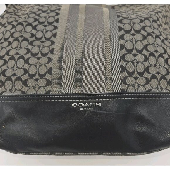 Coach Legacy Black Gray Signature Logo Purse Jacquard Duffle Shoulder Bag Tass - Picture 3 of 16